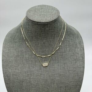 Kendra Scott Elisa Gold Multi Strand Necklace in white Drusy.  Retail $90
